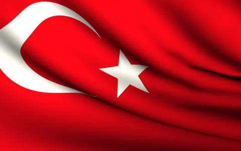 Flying flag of turkey . all countries collection . Stock Illustration