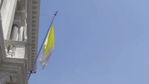Flying Flag of Vatican Flag Stock Footage 127137603