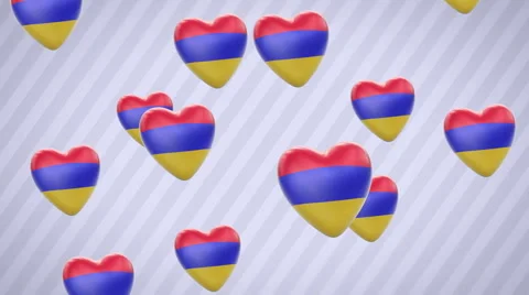 Flying flagged hearts. Armenia. Looping. Alpha channel is included. Stock Footage 51134812