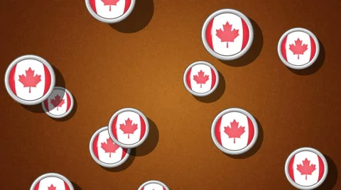 Flying flagged icons of Canada. Looping. Alpha channel is included. Stock Footage 51239080
