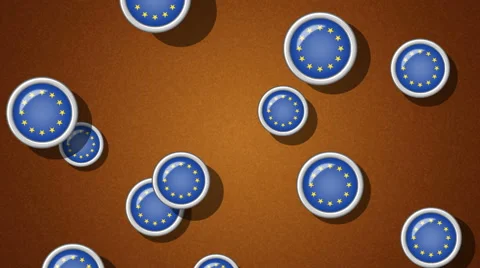 Flying flagged icons of EU. Looping. Alpha channel is included. Stock Footage 51372696