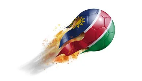 Flying Flaming Soccer Ball with Namibia Flag Stock Illustration