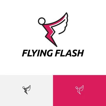 Flying Flash Angel Wing Thunder Power Energy Logo Stock Illustration