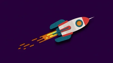 Flying flat rocket Stock Footage 101364901