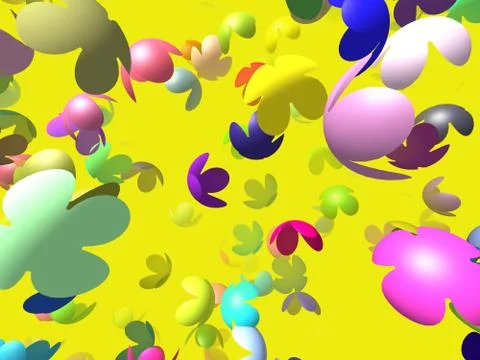 Flying flowers generated 3d background Stock Illustration