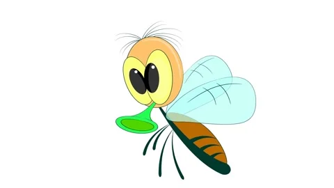 Flying fly on a white and transparent background Stock Footage 148772963