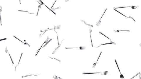 Flying forks. Looping. Alpha channel is included. Video stock 52504481