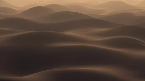 Flying forward over stylized desert at sunset, repeatable animation Stockbeeldmateriaal 124856867