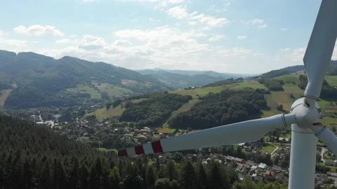 Flying forward through wind turbine Stock Footage 140070545