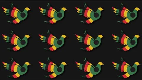 Flying freedom doves pattern in red yellow and green Pan African colors for.. Stock Illustration