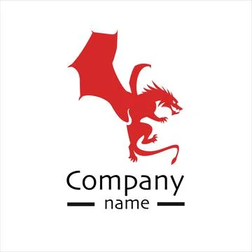 Flying full-length powerful red dragon, great logo for business Stock Illustration