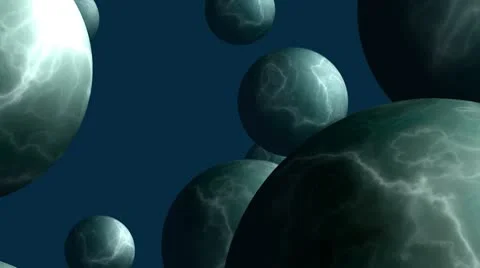 Flying full-spheres (planets) Stock Footage 8893519
