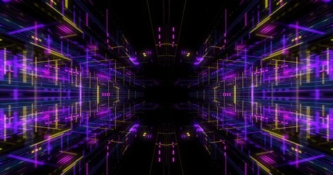 Flying futuristic central processing unit.  loop / 3D render Stock Footage 117140118