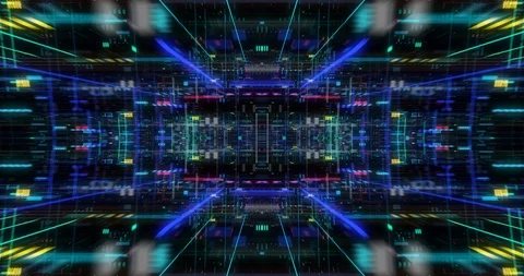 Flying futuristic central processing unit.  loop / 3D render Stock Footage 117678437