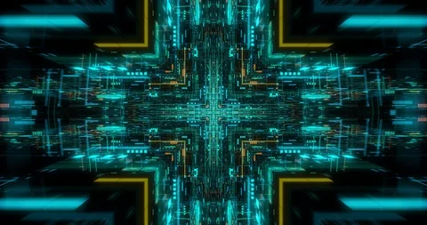 Flying futuristic central processing unit.  loop / 3D render Stock Footage 117735909