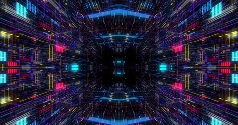 Flying futuristic central processing unit.  loop / 3D render Stock Footage 117751038