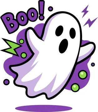Flying Ghost Boo Text Halloween Icon Stock Illustration