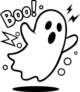 Flying Ghost Boo Text Halloween Icon Stock Illustration