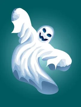 Flying ghost in the night sky Stock Illustration