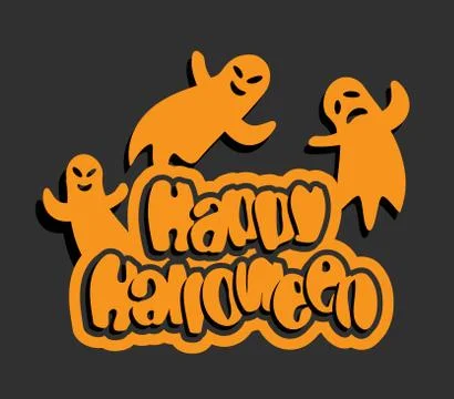 Flying ghosts halloween background Stock Illustration