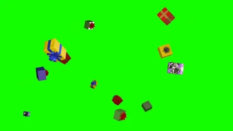 Flying Gift Box Green Screen Chroma Key Background Video Footage Stock Footage 324628082