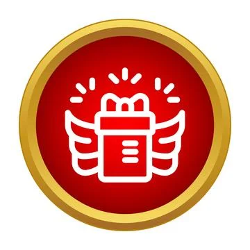Flying gift box icon delivering surprise and reward 库存插图