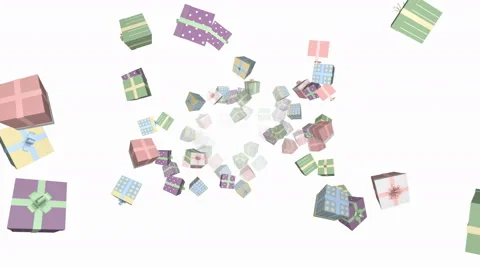 Flying gift boxes (pastel color)- seamless loop, overlay, alpha channel Stock Footage 63332277