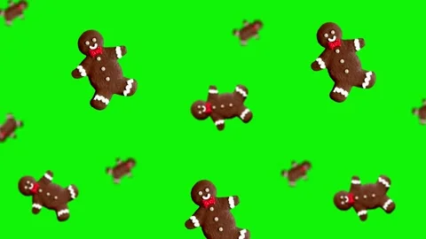 Flying Gingerbread Man on isolated background.Animated 4k Christmas footage. Stock Footage 166356639