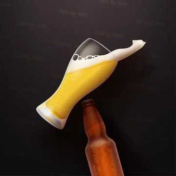 Flying glass of beer on dark back Stock Illustration