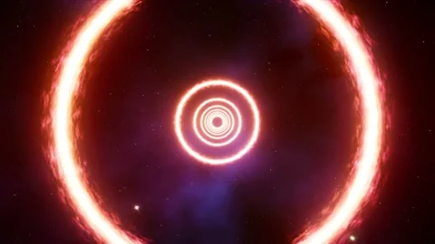 Flying Glow Fire Ring on the Space Loop Background Stock Footage 171836127