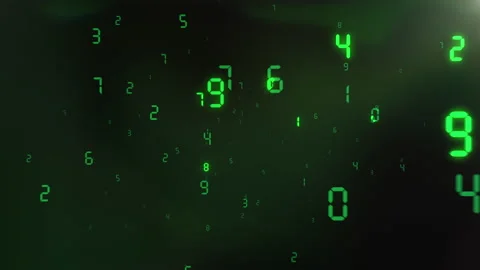 Flying glowing green numbers. Vídeo Stock 148041491