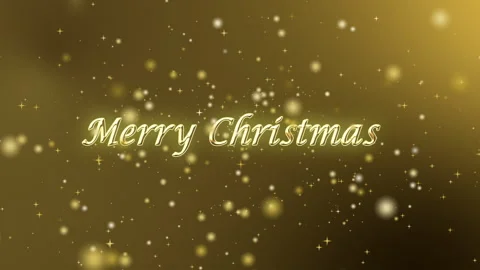 Flying glowing particles and Merry Christmas Text wishes on animated video card Stock Footage 255185266