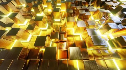 Flying On Gold Cube Ilustración de archivo