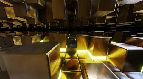Flying On Gold Cube 스톡 일러스트
