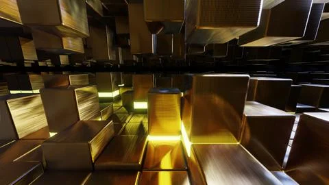 Flying On Gold Cube Stock Photos