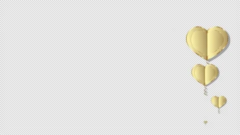 Flying golden hearts on a empty background. Stock Footage 149559790