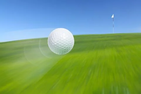 Flying golf ball Foto stock