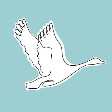 Flying goose one line vector illustration Stock Illustration