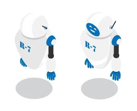 Flying gravity improved robot assistant, smart supporting pensioner helper .. Stock Illustration