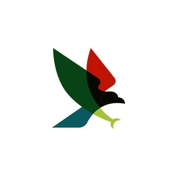Flying great eagle or falcon logo Stock Illustration
