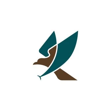 Flying great eagle or falcon logo Stock Illustration