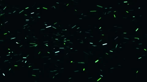Flying green particles moving fast across dark background Stock Footage 327511155