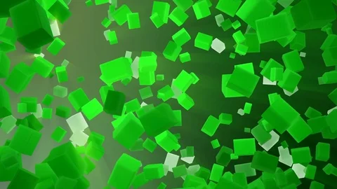 Flying green rectangular 3d shape. computer graphics Stock Footage 82756580