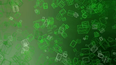 Flying green rectangular 3d shape. computer graphics Stock Footage 82757011