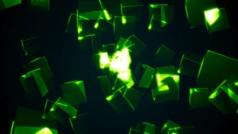Flying green rectangular cubes Stock Footage 82484650