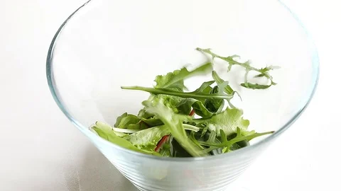 Flying green salad Stock Footage 88963599