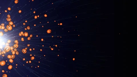 Flying Halloween Pumpkins Animation, Rendering, Background, Loop Stockbeeldmateriaal 251107275