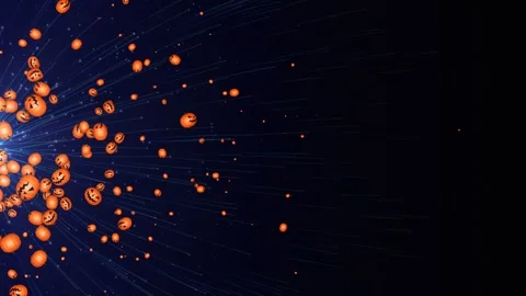 Flying Halloween Pumpkins Animation, Rendering, Background, Loop 库存影片 251108028