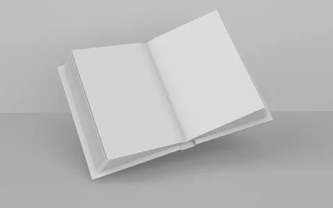 Flying hardcover book mock up. 3d rendering. Blank book. Isolated on brown. Stock Illustration