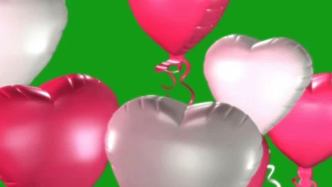 Flying heart balloons motion graphics with green screen background Stock Footage 139557362
